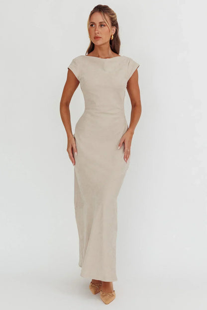 Maysa Cowl Back Maxi Dress Mushroom