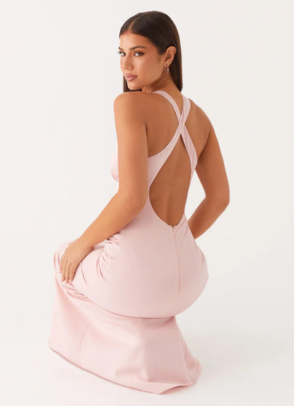 Desi Halterneck Maxi Dress - Pink