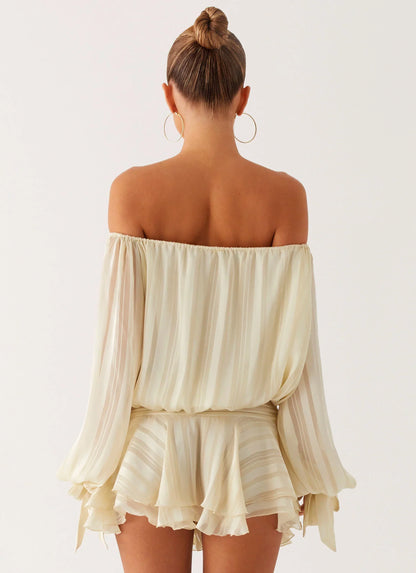 Eira Balloon Sleeve Mini Dress - Ivory