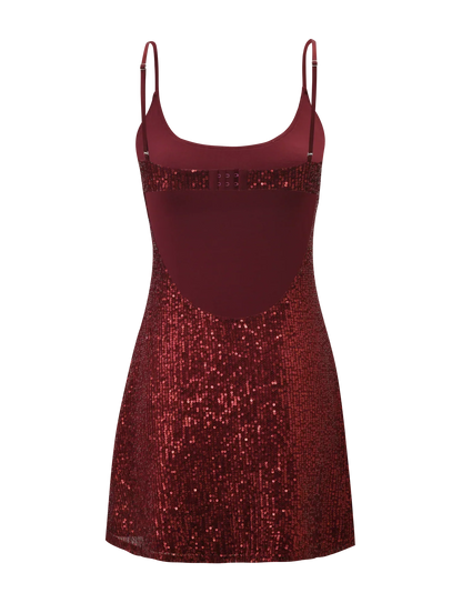 ZEINA MINI DRESS - WINE SEQUIN