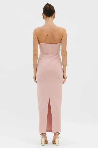 Karaline Strapless Bust Accent Maxi Dress Blush