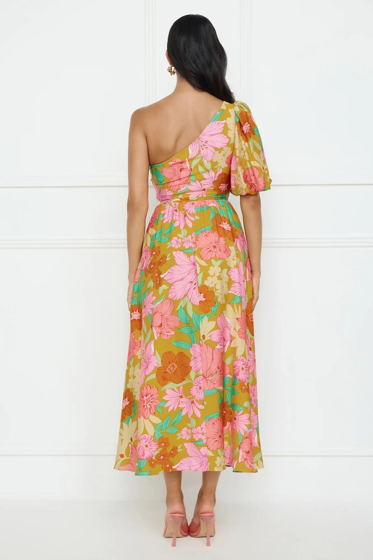 Coconut Crush One Shoulder Midi Dress Orange