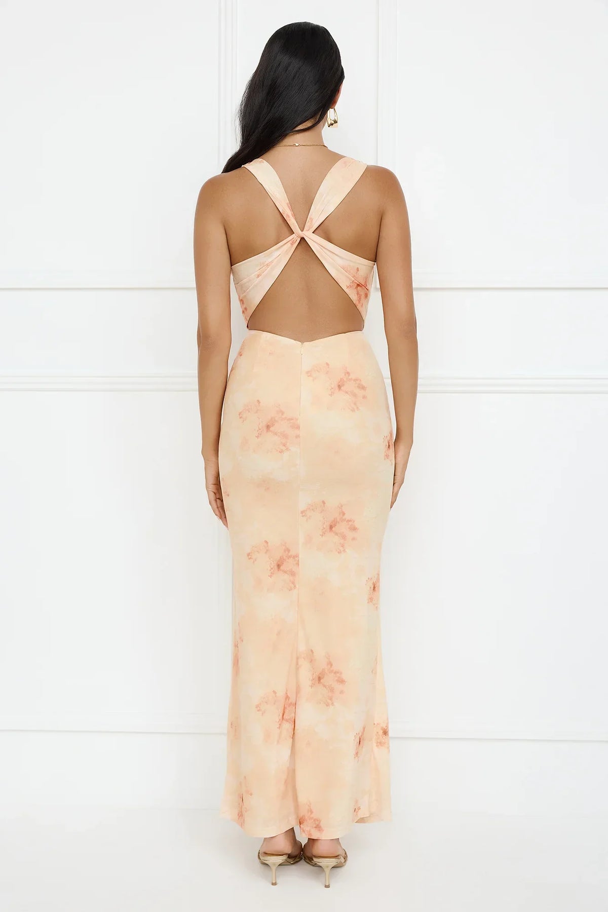 Citrus Sizzle Mesh Maxi Dress Orange