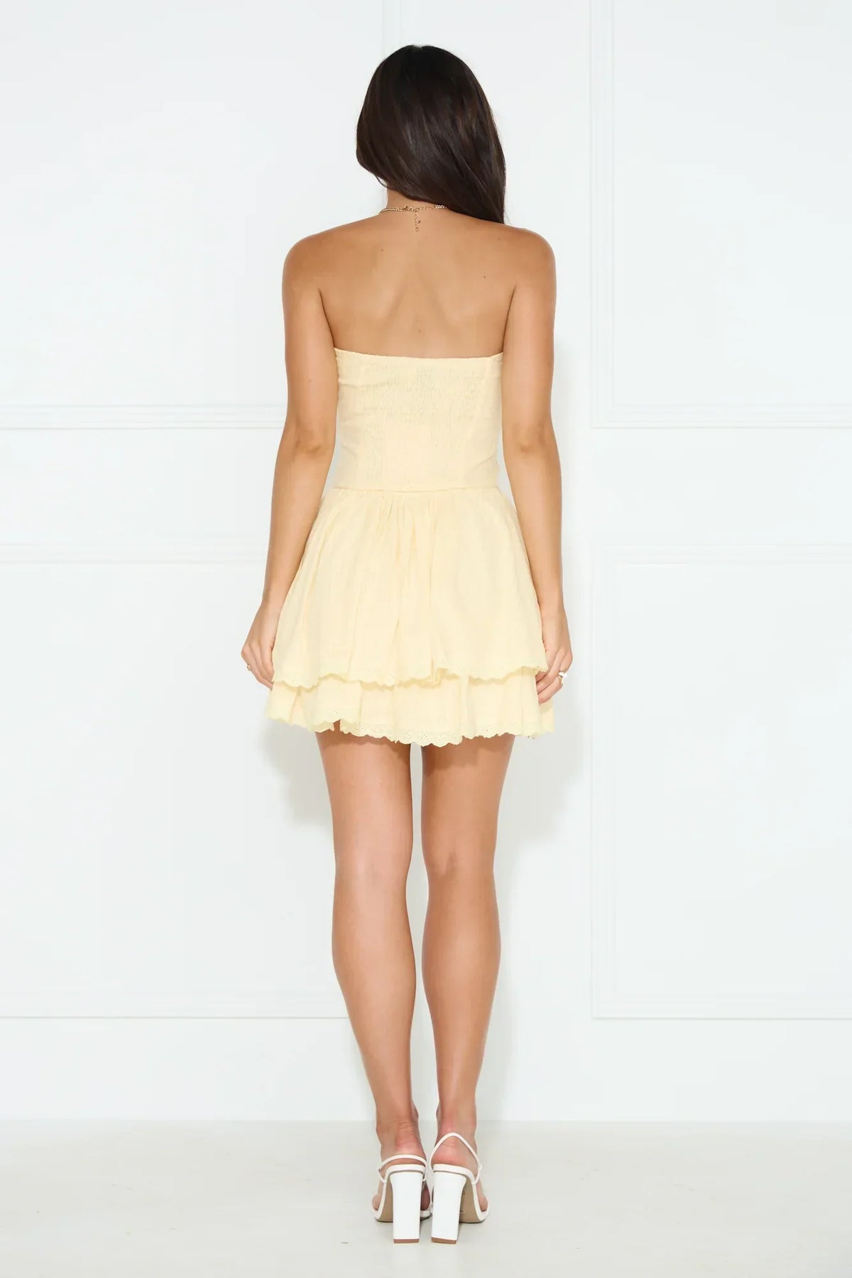 On Some Nights Strapless Mini Dress Yellow