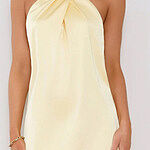 Exclusive Parties Halter Satin Mini Dress Cobalt