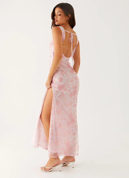 Moorey High Neck Maxi Dress - Pink