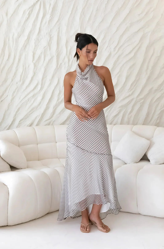 From The Editor Halter Maxi Dress Brown