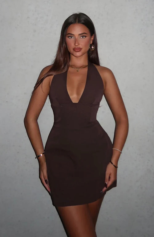 Feelings For You Mini Dress Chocolate