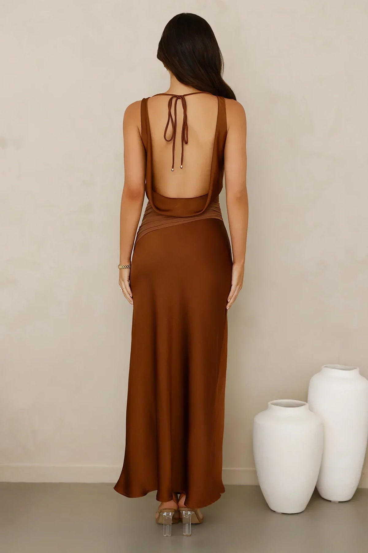Celestial Spark Satin Maxi Dress