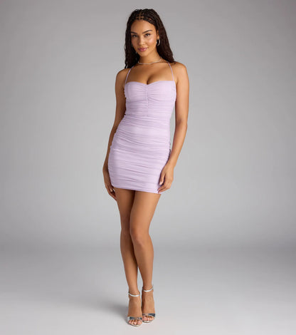 Mood Forever Mesh Lace-Up Mini Dress