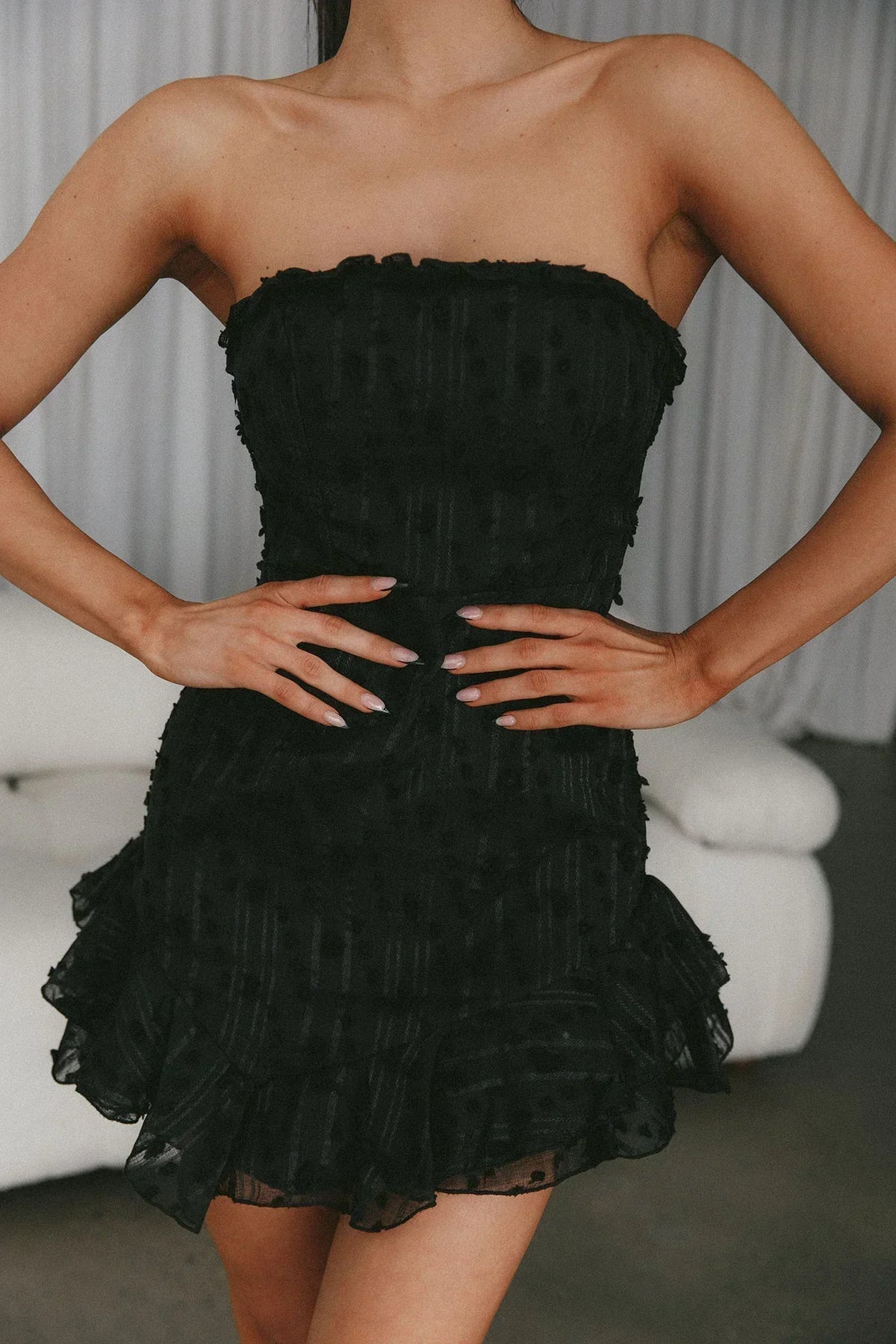 Cece Embellished Bandeau Dress Black