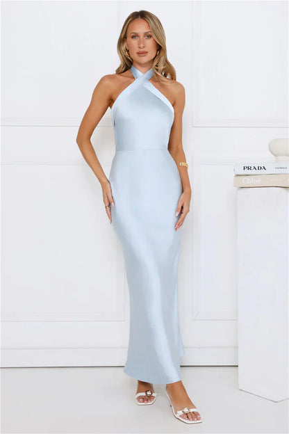 Majestic Girl Halter Satin Maxi Dress