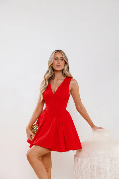 Charming Girl Mini Dress  Red