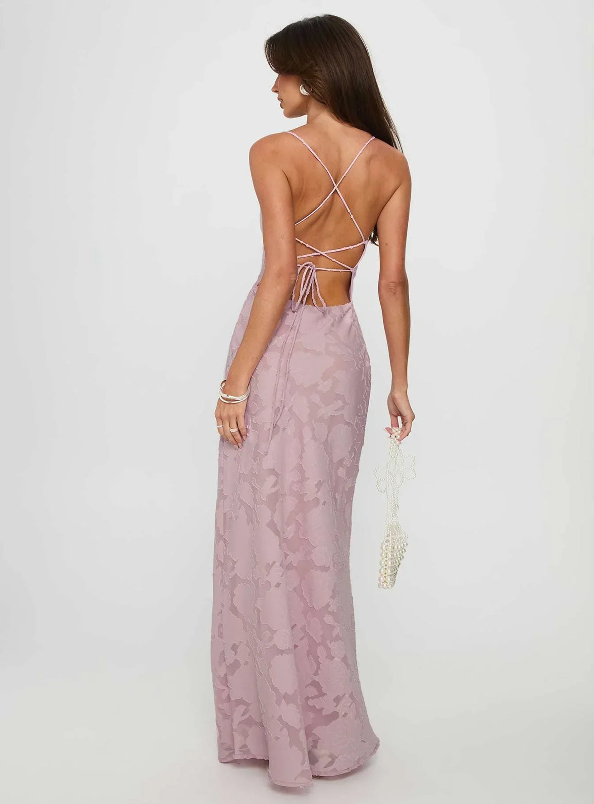 Celena Maxi Dress Light Pink Burnout