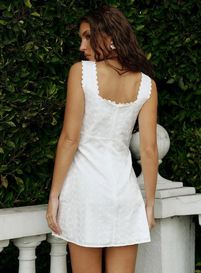 Dasha Broderie Mini Dress White