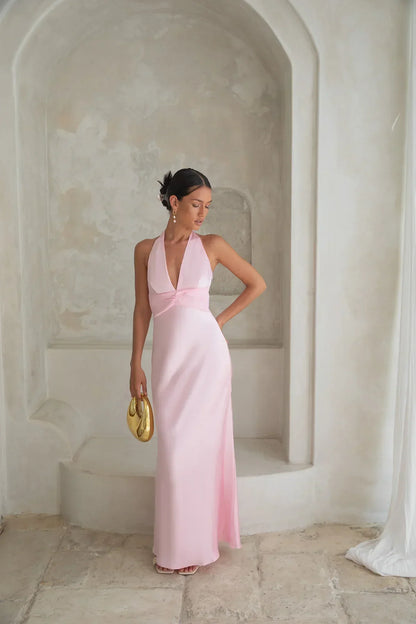 Destinations Halter Maxi Dress Pink