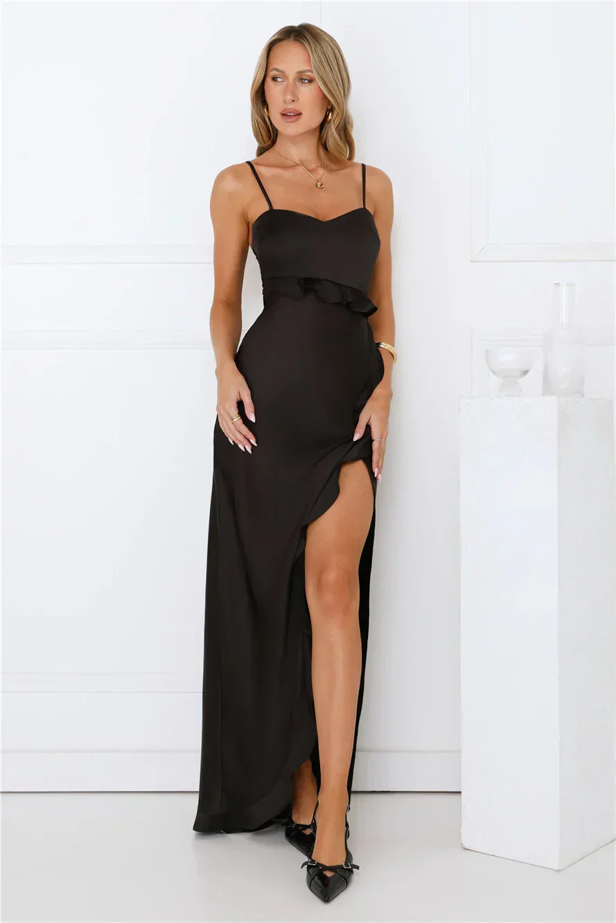 Rosewater Kiss Satin Maxi Dress