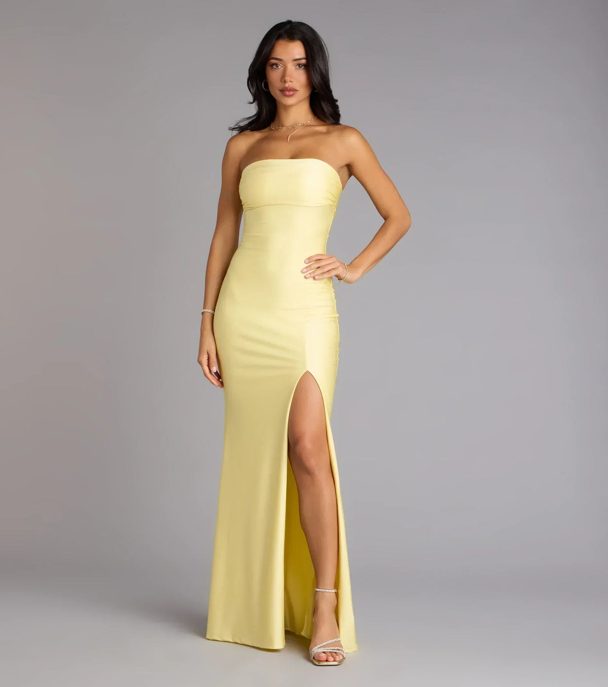 Cheryl Strapless Slit Mermaid Formal Dress