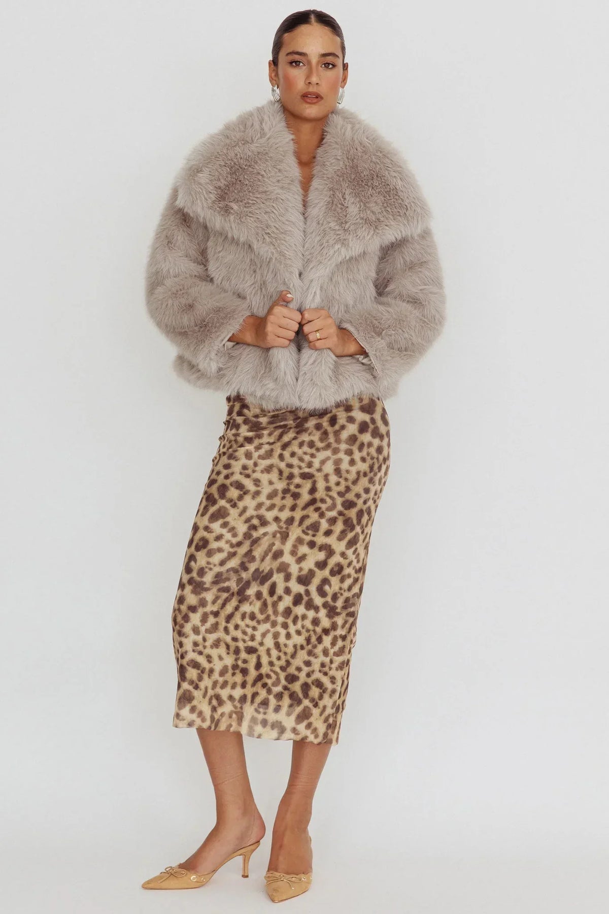 Copenhagen Oversized Lapel Fur Jacket Cream