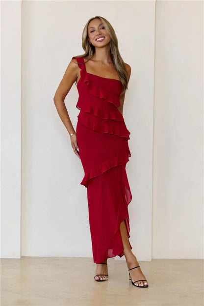 Out Late Look Great One Shoulder Maxi Dress