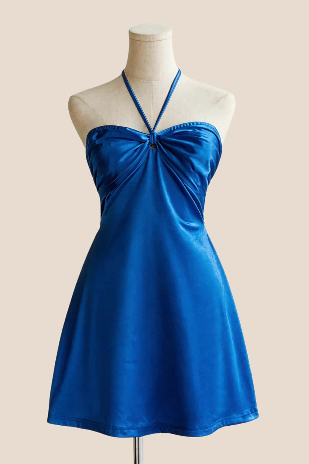 Halter Lavender Back Tie A-line Short Dress