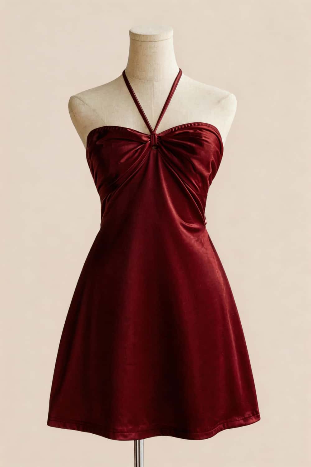 Halter Lavender Back Tie A-line Short Dress