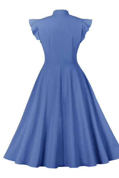 Flare Sleeves Purple Short Dress