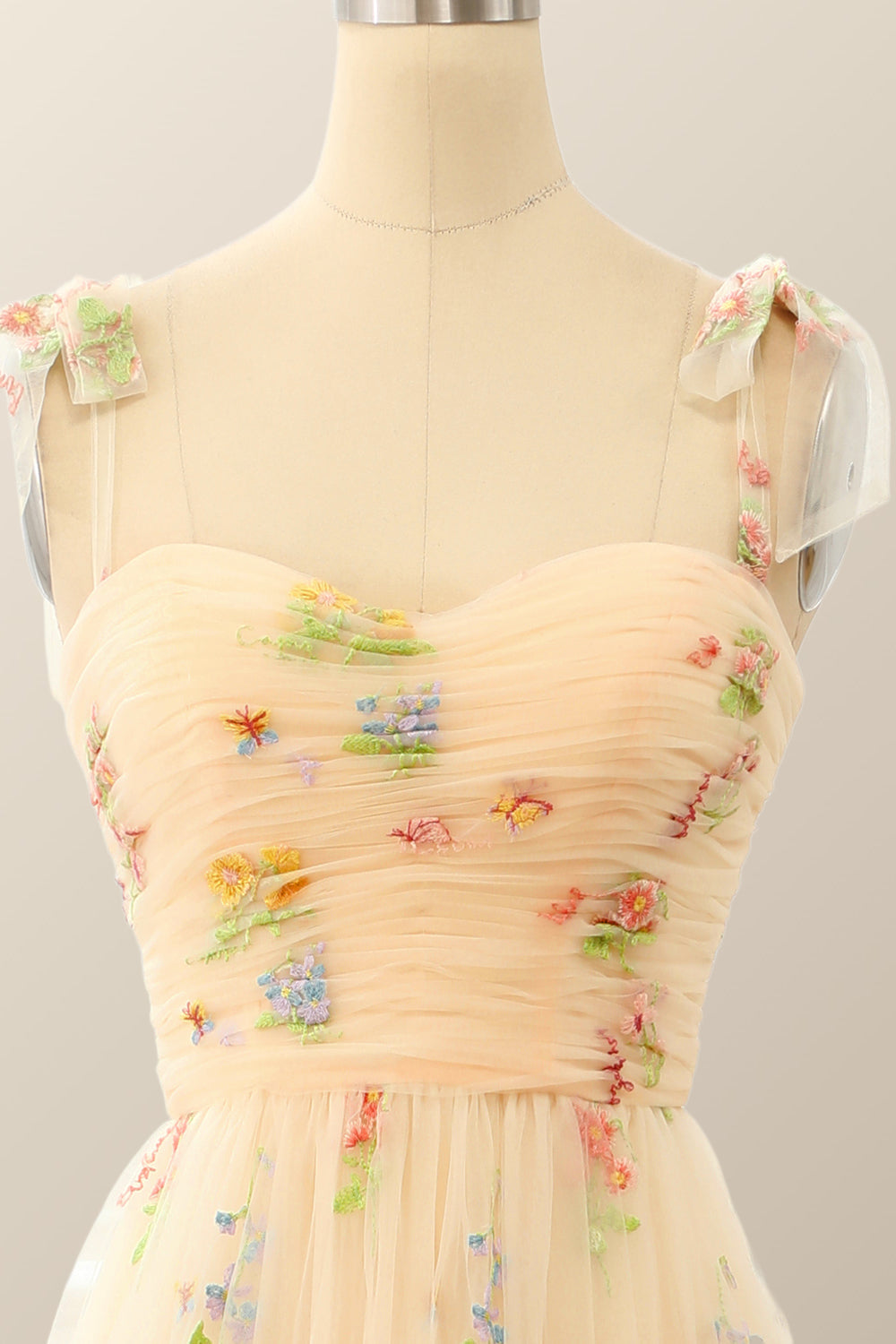 Green A-line Embroidered Long Formal Gown