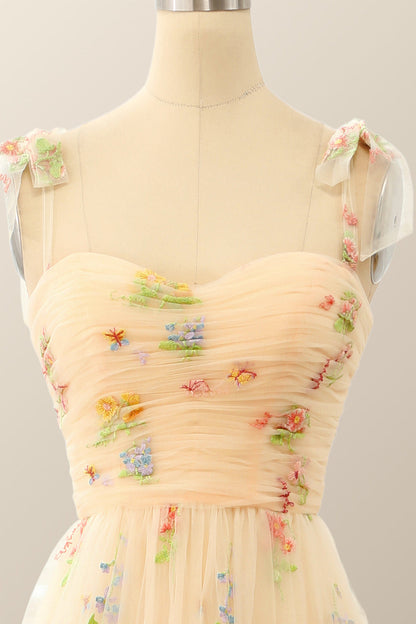 Green A-line Embroidered Long Formal Gown