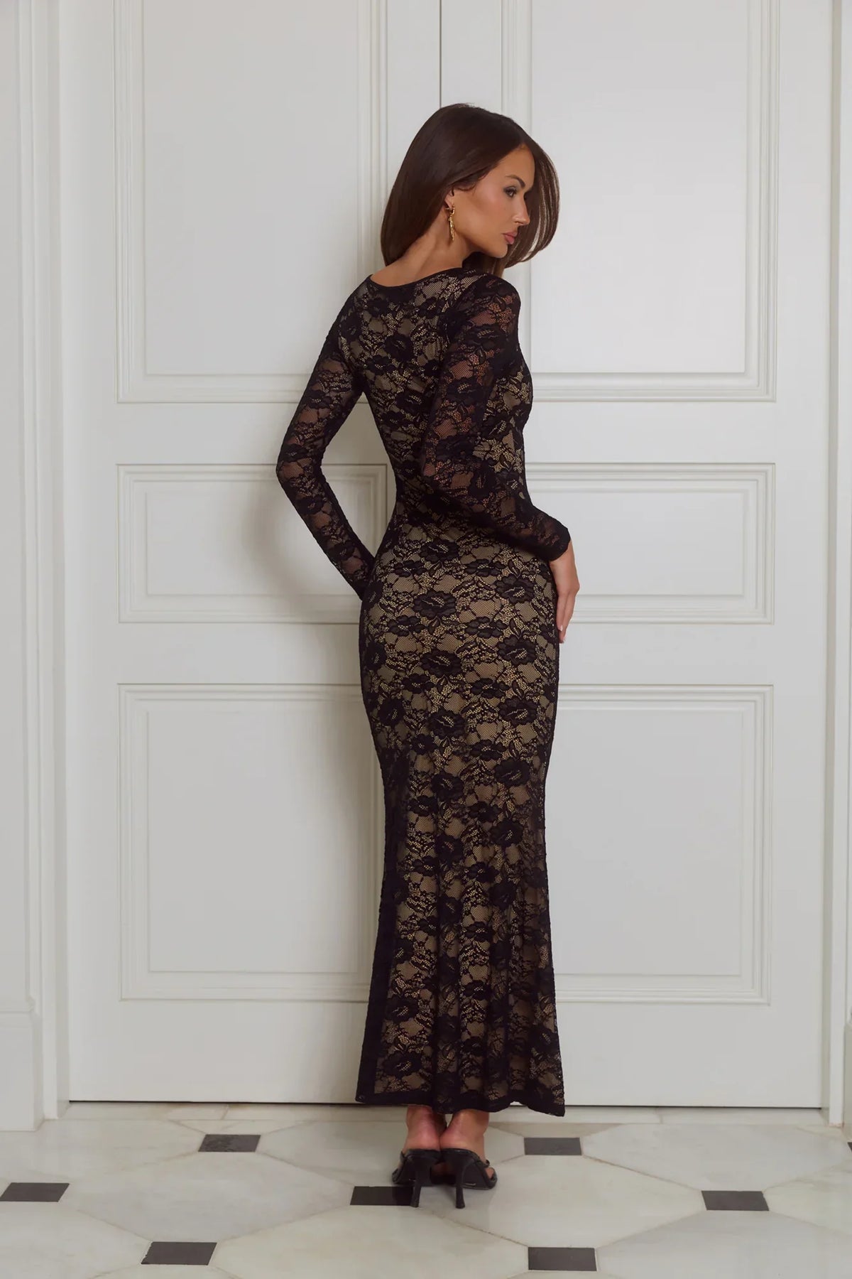 Enchanted Allure Lace Long Sleeve Maxi Dress Black