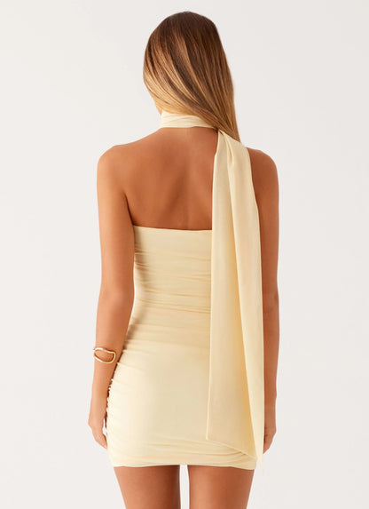 Breaking News Micro Mini Dress - Yellow