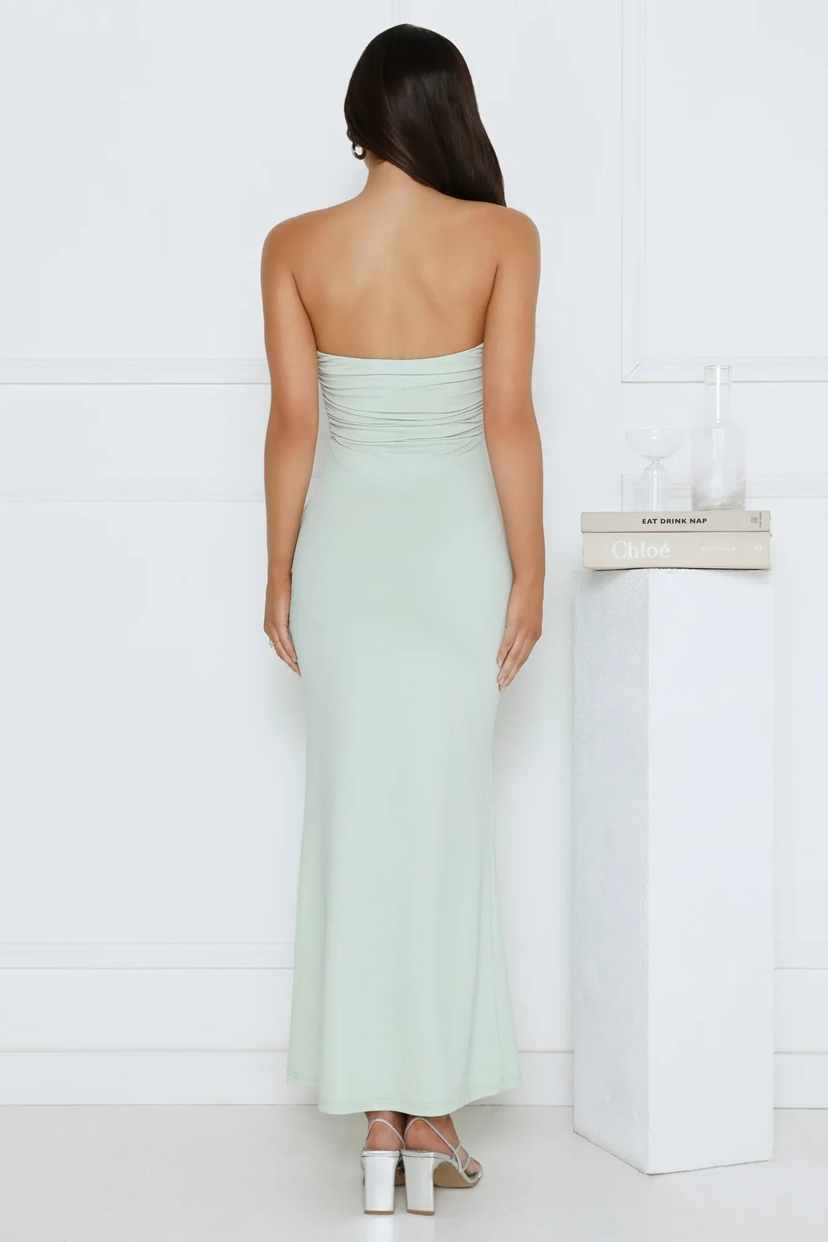 Hot Girl Social Strapless Maxi Dress Sage