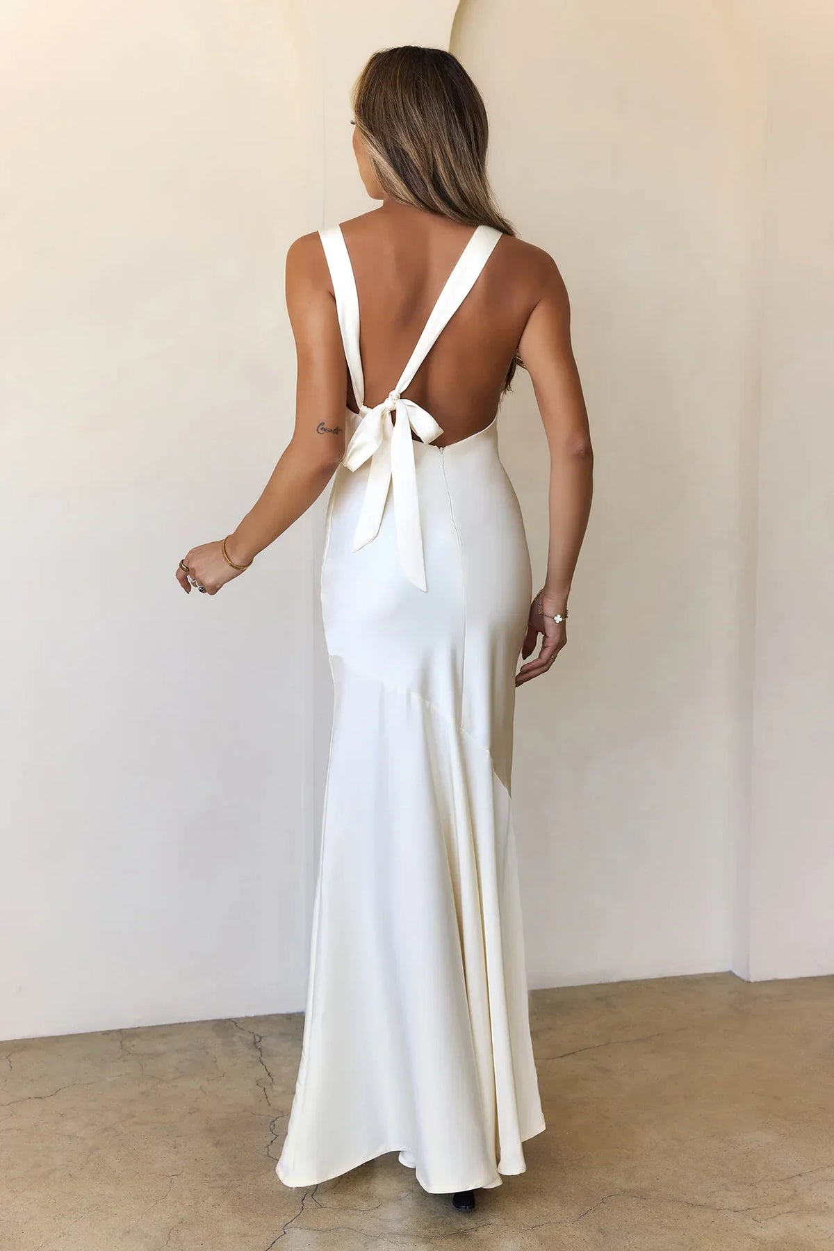 Bespoke Beauty Satin Maxi Dress Champagne