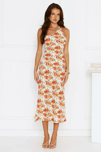 Happy Girl Era One Shoulder Midi Dress Floral
