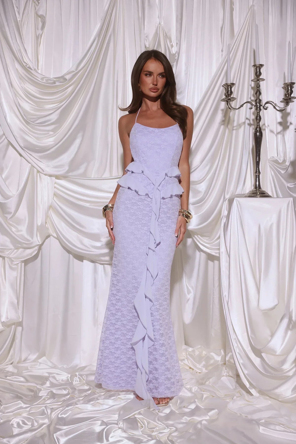 Aurora Serenade Halter Maxi Dress Lilac