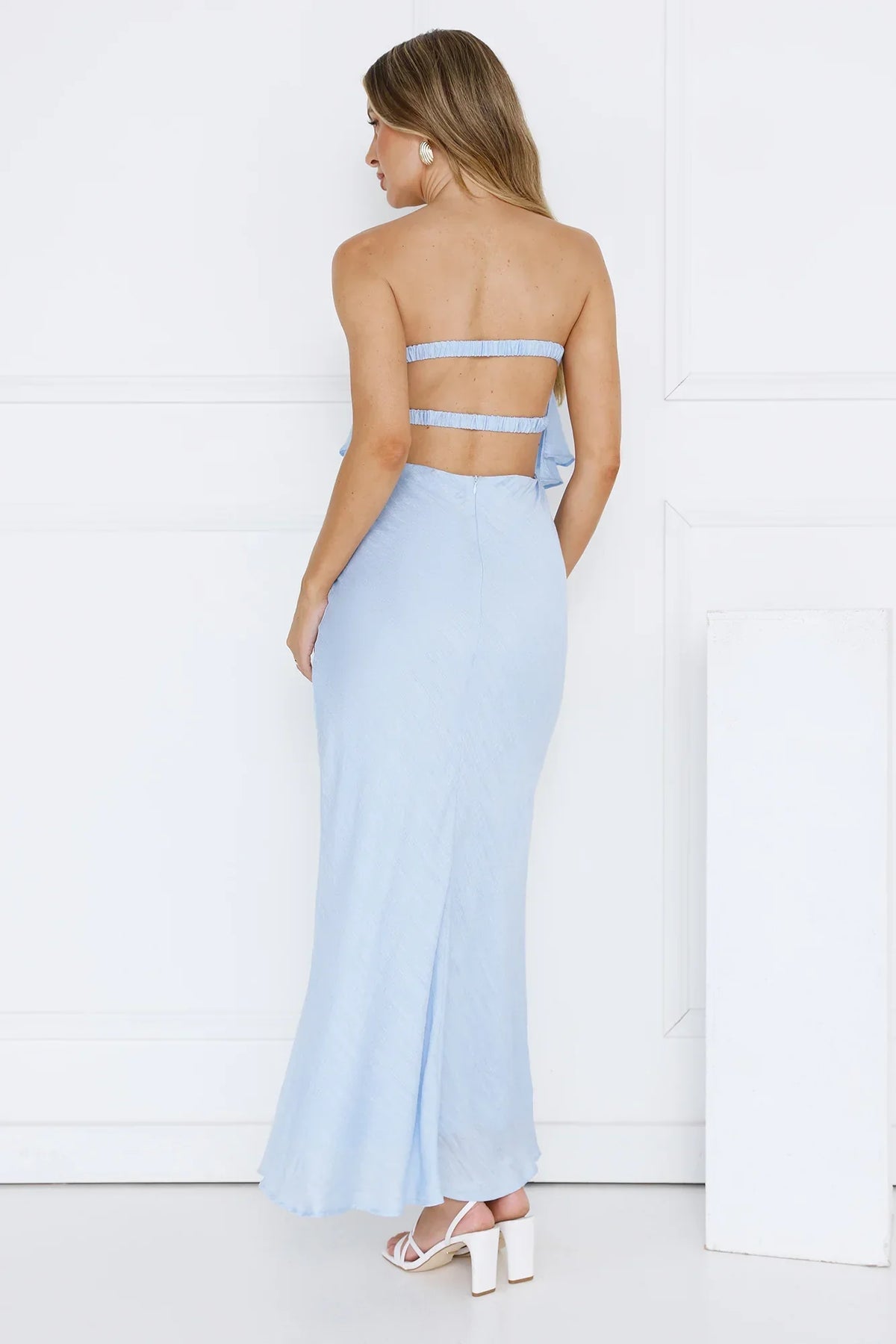 Midnight In Paris Strapless Maxi Dress Blue