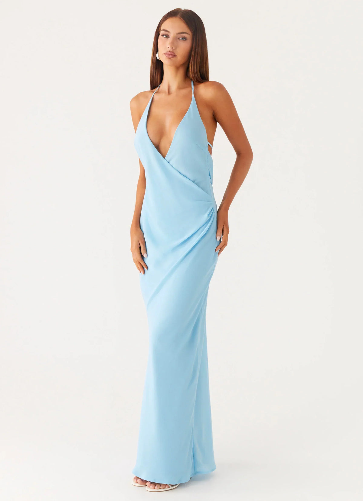 Just A Kiss Cowl Maxi Dress - Turquoise