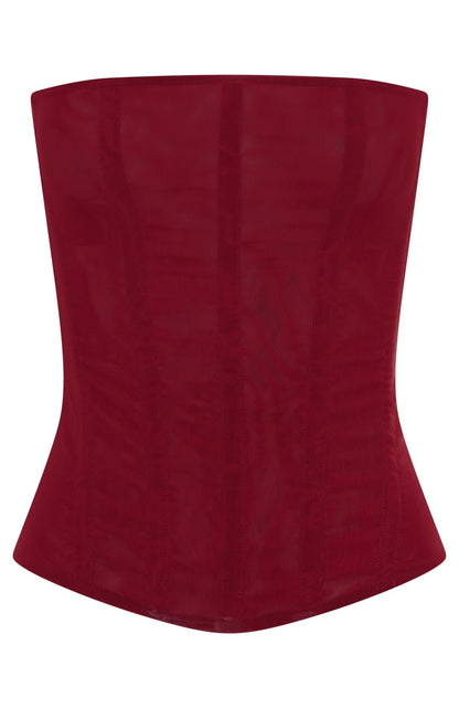 Tell Me A Secret Strapless Bustier Wine